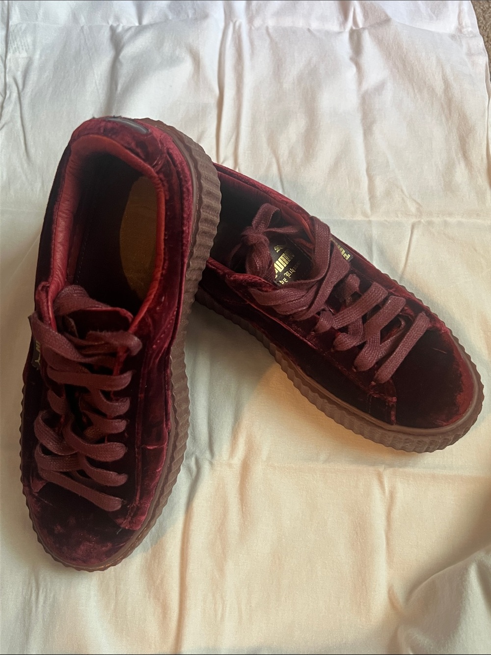 Velvet Platform Sneakers in Deep Burgundy